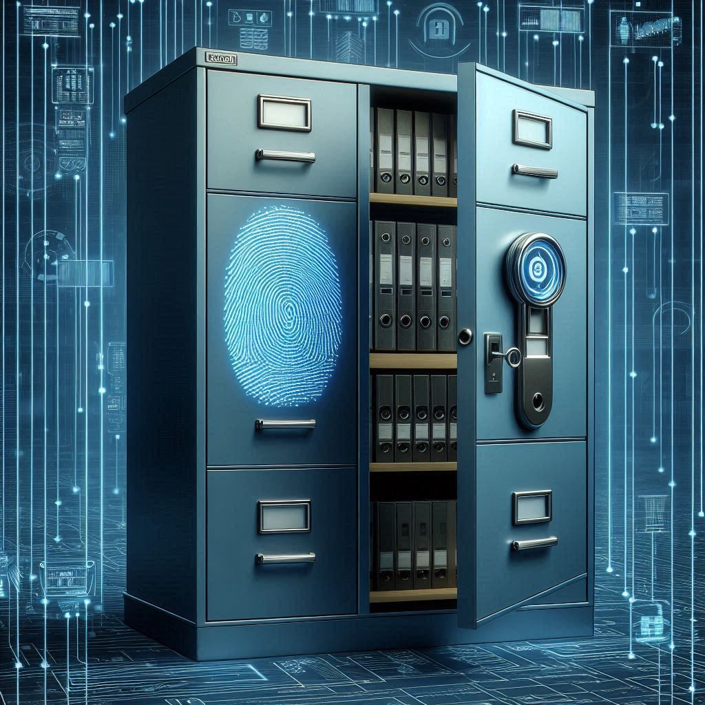 un mueble archivero, con seguridad biometrica y huella digital moderno (1)